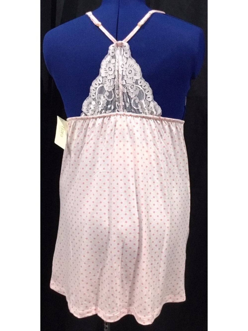 Flora Nikrooz Chemise Coquette Womens S Pink Lace Polka Dot Baby Doll Fairycore - Picture 2 of 9